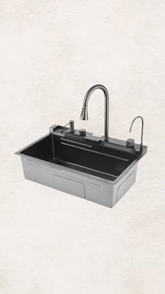 FREGADERO CLEMOO SENC C/LLAVE CUADRADO NEGRO 832-8051