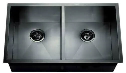 FREGADERO CLEMOO DOBLE NEGRO C/HOLLO 82X45CM 832-8042