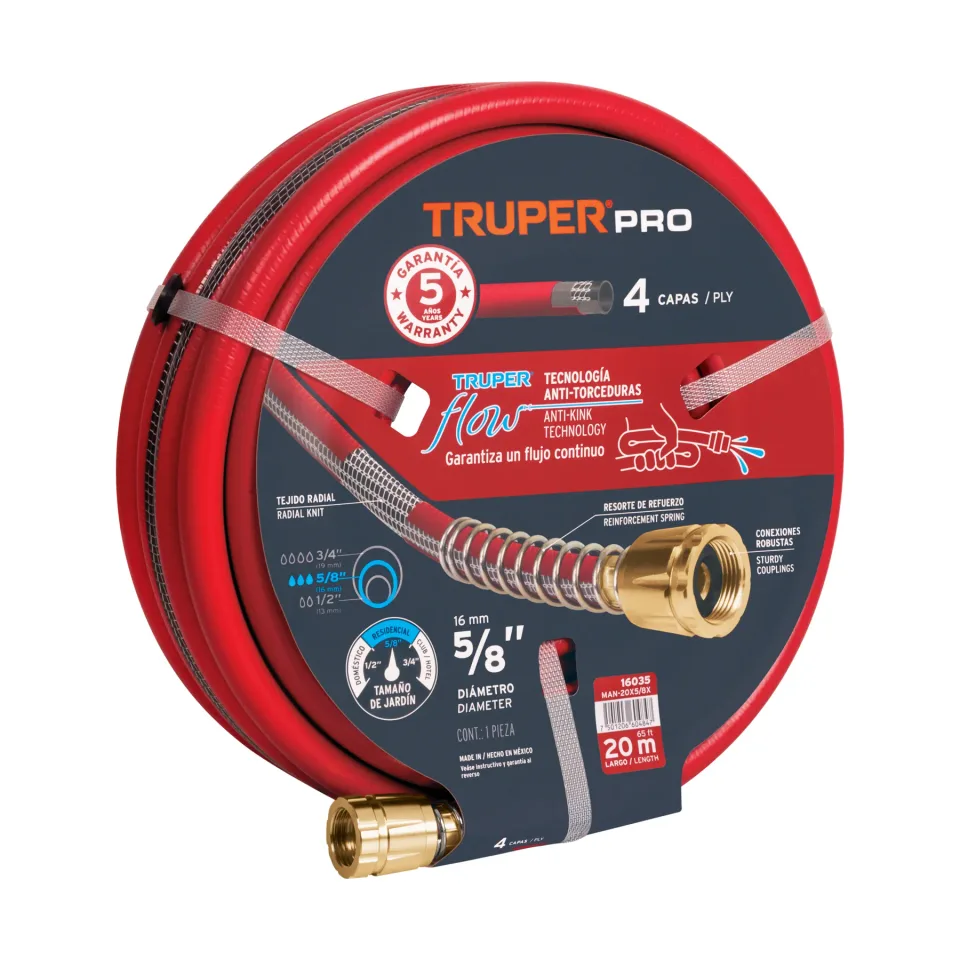 MANGUERA 4CAPA 20MTS MAN-5/8X20X TRUPER 0874/ 35306 GH-5048